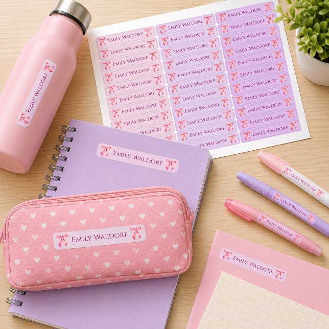 Pink & Purple Clothing School Labels with Bow (Creator Uploaded)