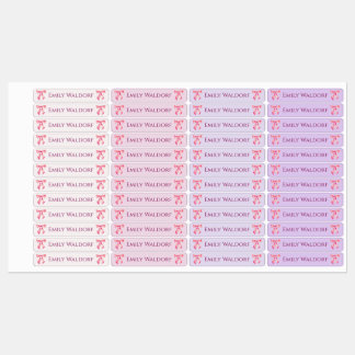 Pink & Purple Clothing School Labels with Bow
