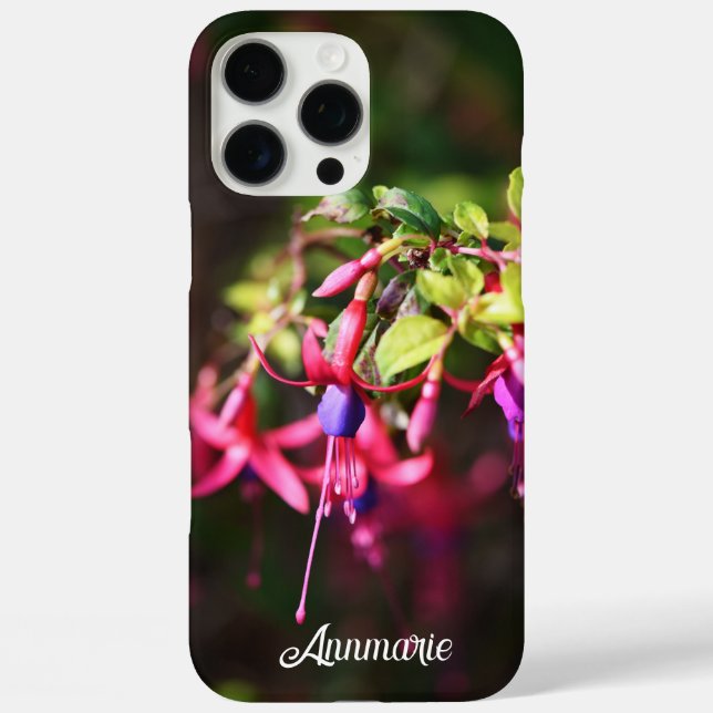 Pink Purple Colourful Fuchsia Flower Initials Case-Mate iPhone Case (Back)