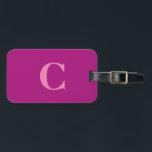 Pink Purple Colourful Monogram Initial Gift Favour Luggage Tag<br><div class="desc">Monogrammed initial and also personal details all of which you can edit. Designed with attractive solid pink purple colour background,  you can change the colour if you wish. Cool travel gift idea for him or her.</div>