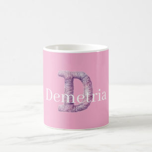 Pink Purple Cosy D Printed Name  Coffee Mug