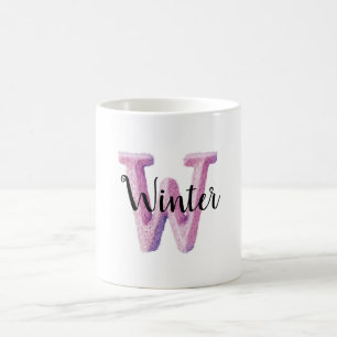 Pink Purple Cosy Letter W Name  Coffee Mug