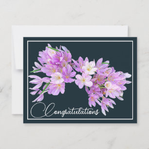 Pink/Purple Crocuses Grey Backdrop Congratulations Postcard