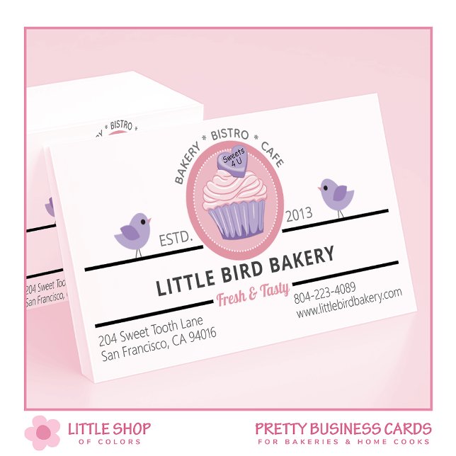 Pink Purple Cupcake Customisable Bakery Business Card (Creator Uploaded)