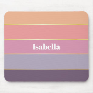 Pink Purple Custom Summer Colour Block Stripes Mouse Mat