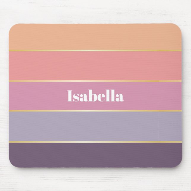 Pink Purple Custom Summer Colour Block Stripes Mouse Mat (Front)