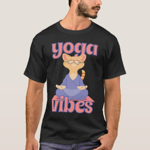 Pink Purple Cute Cat Yoga Vibes for of Cats T-Shirt