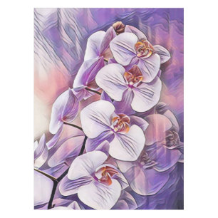 Pink purple cute orchid flowers drawing  tablecloth