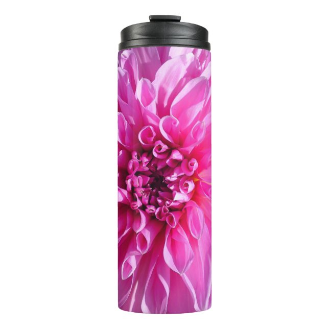 Pink Purple Dahlia Flower Thermal Tumbler (Front)