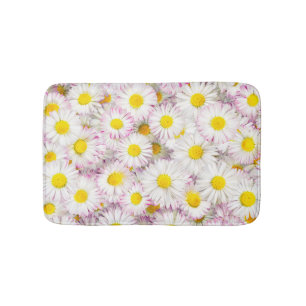 Pink Purple Daisy Flower Pattern Bath Mat