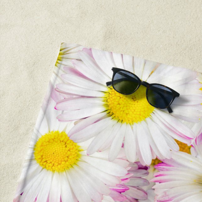 Pink Purple Daisy Flower Pattern Beach Towel (In Situ)