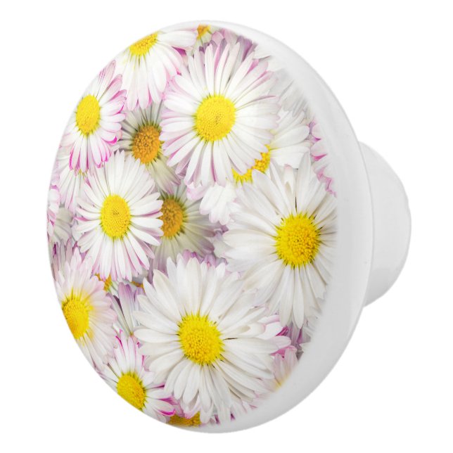 Pink Purple Daisy Flower Pattern Ceramic Knob (Right)