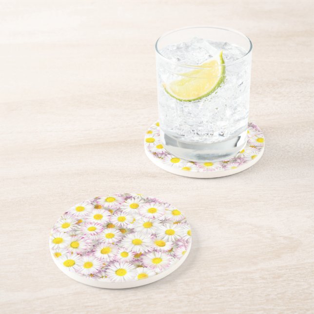 Pink Purple Daisy Flower Pattern Coaster (Side)