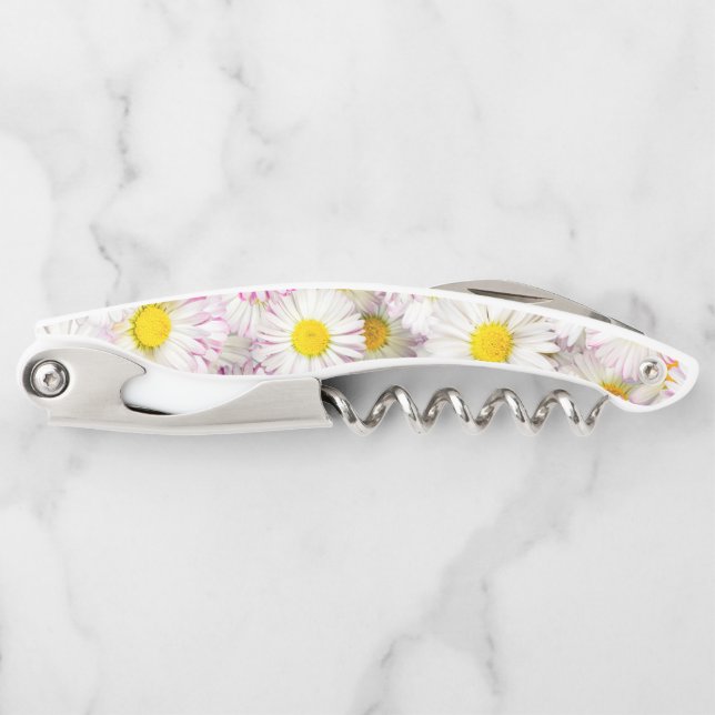 Pink Purple Daisy Flower Pattern Corkscrew (Front)