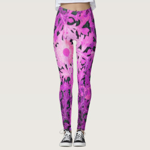 PINK PURPLE DAISY / MARGUERITE / MARGHERITA LEGGINGS