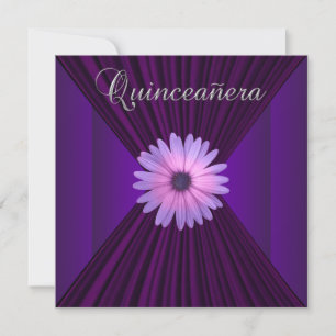 Pink Purple Daisy Purple Quinceanera Invitations