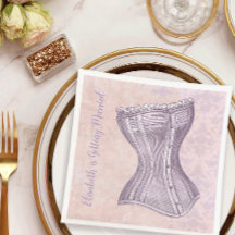 Pink Purple Damask Victorian Corset Vintage Style 