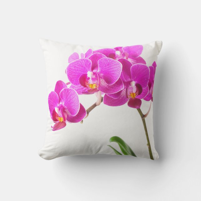 Pink Purple Dendrobium Orchid Tropical Flower Cushion (Front)