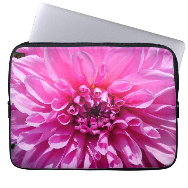 Pink Purple Dhalia Flower Laptop Sleeve (Front)