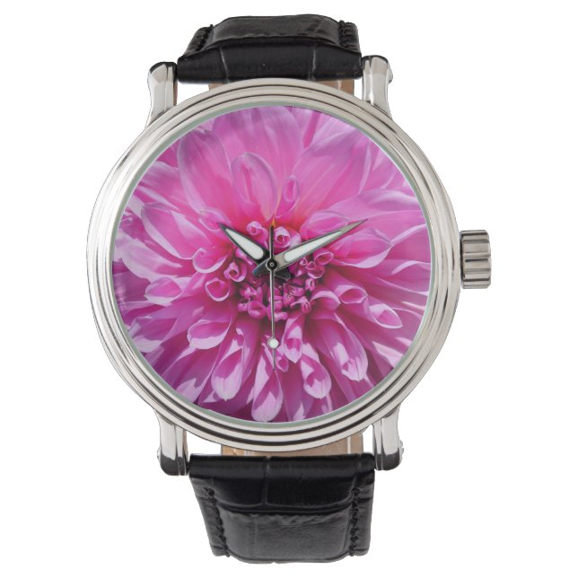 Pink Purple Dhalia Flower Watch (Front)