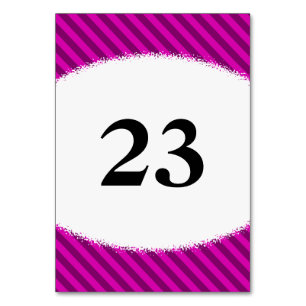 Pink/Purple Diagonal Stripes + Splatter Shape Table Number