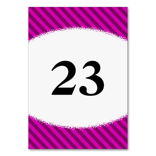 Pink/Purple Diagonal Stripes + Splatter Shape Table Number (Front)