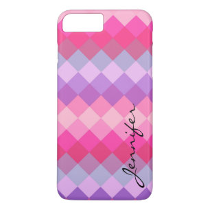 Pink Purple Diamond Geometric Pattern iPhone 8 Plus/7 Plus Case