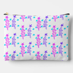 Pink Purple doodle christmas tree stars holiday pa Accessory Pouch