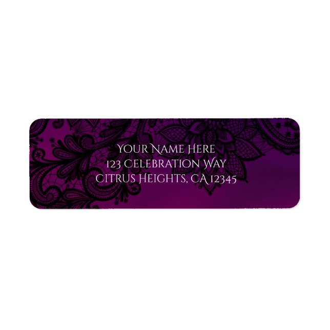 Pink & Purple Elegant Black Lace Party Invitation (Front)