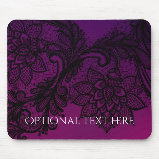 Pink & Purple Elegant Black Lace Party Invitation Mouse Mat (Front)