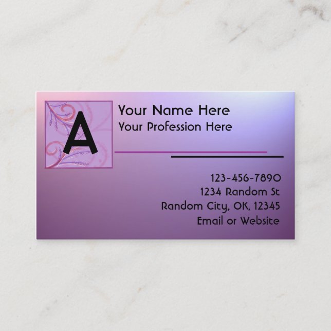 Pink purple fade customisable business cards (Front)