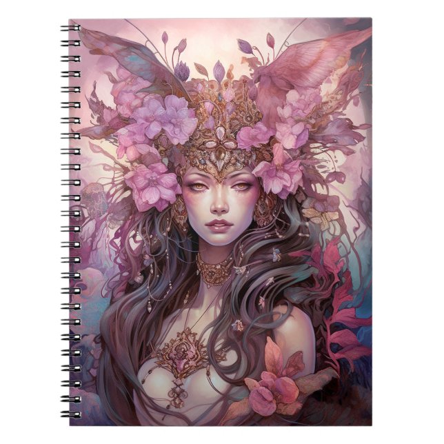 Pink Purple Fairy Queen Fantasy Art Notebook (Front)