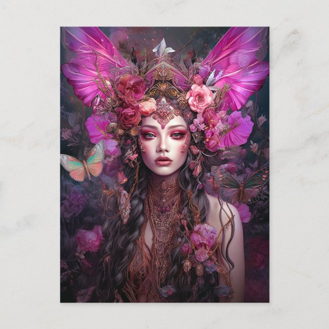 Pink Purple Fairy Queen Fantasy Art Postcard (Front)