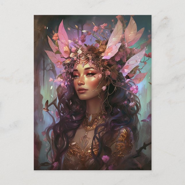 Pink Purple Fairy Queen Fantasy Art Postcard (Front)