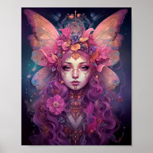 Pink Purple Fairy Queen Fantasy Art Poster