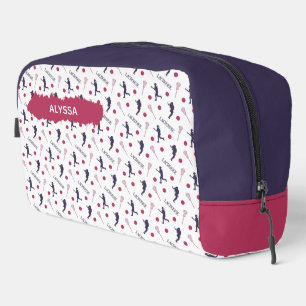 Pink & Purple Female Lacrosse Player Pattern Dopp Kit
