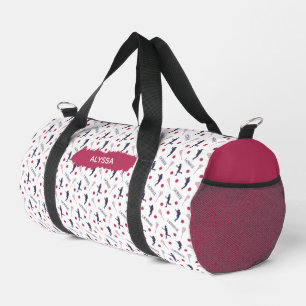 Pink & Purple Female Lacrosse Player Pattern Duffle Bag