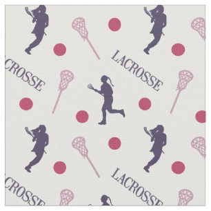 Pink/Purple Female Lacrosse Player Pattern Fabric