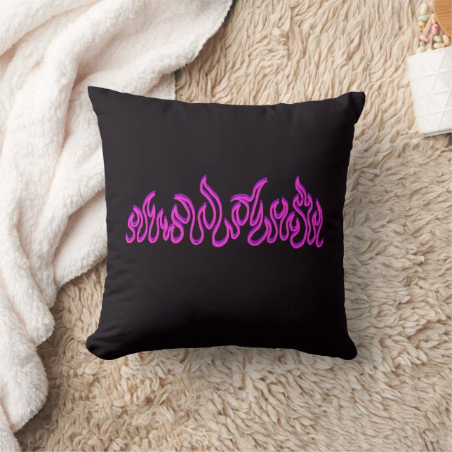 Pink Purple Fire Flames Blaze Outline Cushion (Blanket)