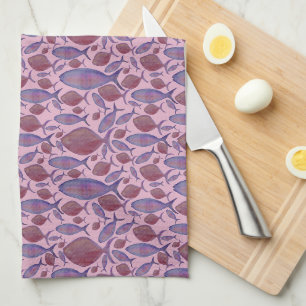 Pink & Purple Fish Tea Towel