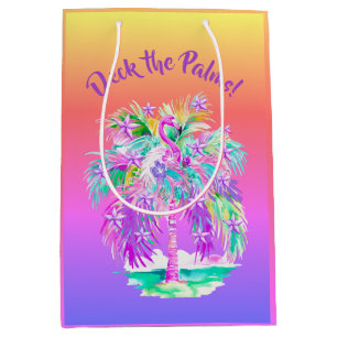 Pink Purple Flamingo Tropical Island Personalised Medium Gift Bag