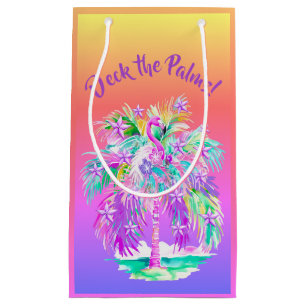 Pink Purple Flamingo Tropical Island Personalised Small Gift Bag