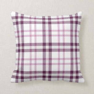 Pink Purple Flannel Plaid Throw Cushion