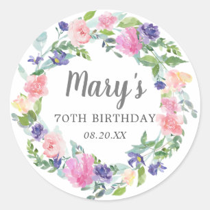 Pink Purple Floral 70th Birthday Envelope Seal