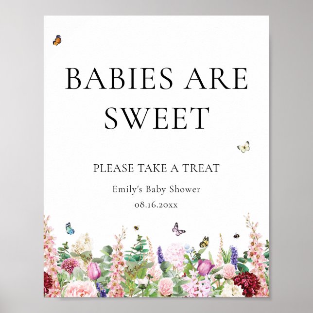 Pink Purple Floral Butterflies | Babies are Sweet  Poster (Front)