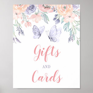 Pink Purple Floral Butterfly Gifts & Cards Sign