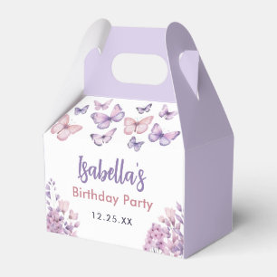 Pink Purple Floral Butterfly Girl 1st Birthday  Favour Box