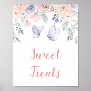 Pink Purple Floral Butterfly Sweet Treats Sign