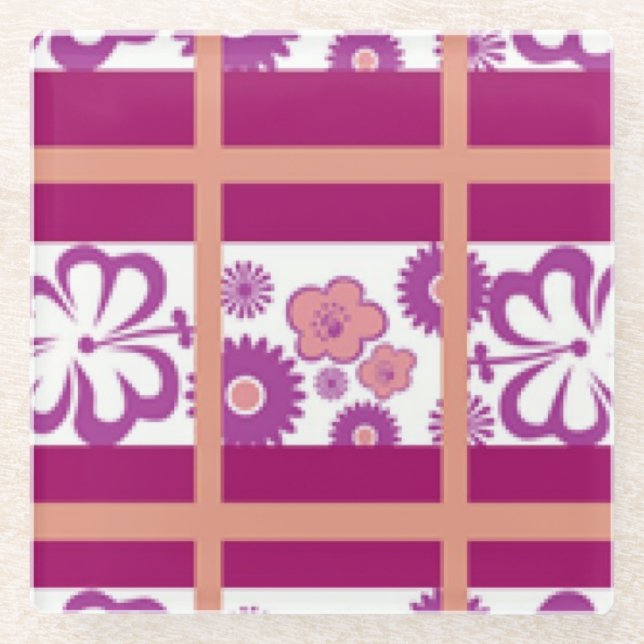 Pink purple Floral Coaster (Front)