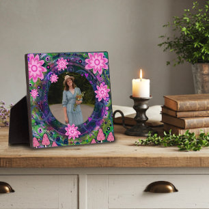 Pink Purple Floral Cute Your Photo Custom Plaque